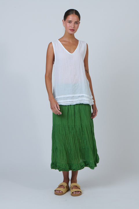 V Neck Sleeveless Top in White