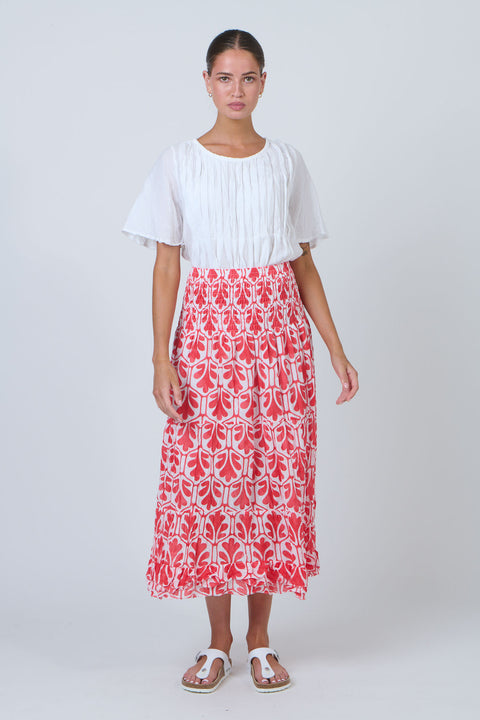 Pleated Blouse in White