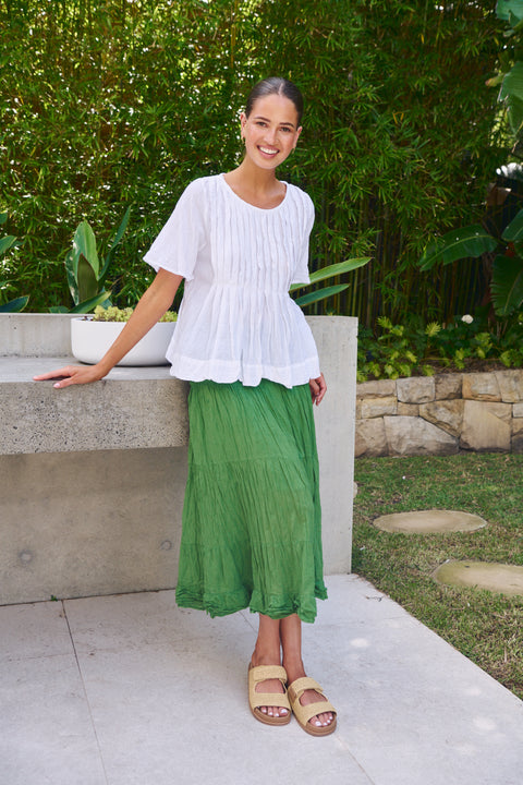 Pleated Blouse in White