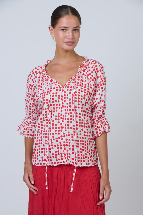 Ruffle Blouse in Code Chilli
