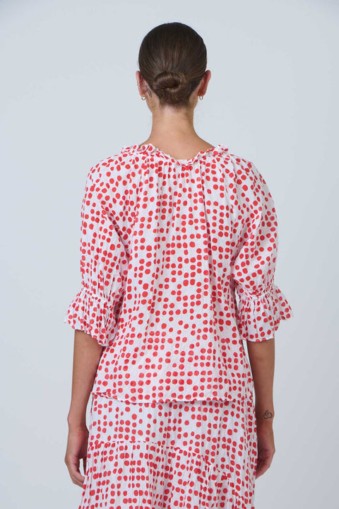 Ruffle Blouse in Code Chilli