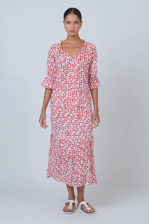 Ruffle Blouse in Code Chilli