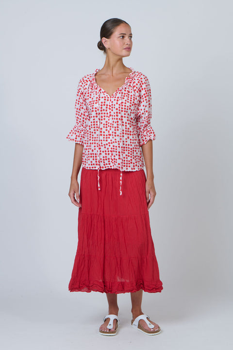 Ruffle Blouse in Code Chilli