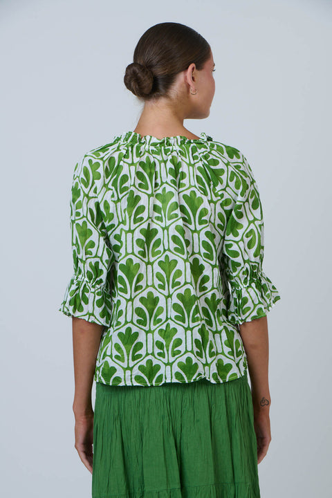 Ruffle Blouse in Oak Meadow