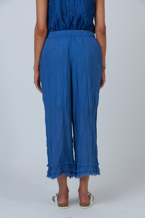 Frayed Wide Leg Pant in Cycladic