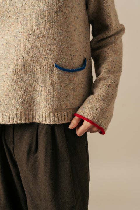 Tweed Nep Sweater in Sand