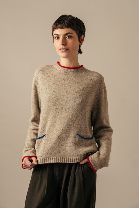 Tweed Nep Sweater in Sand