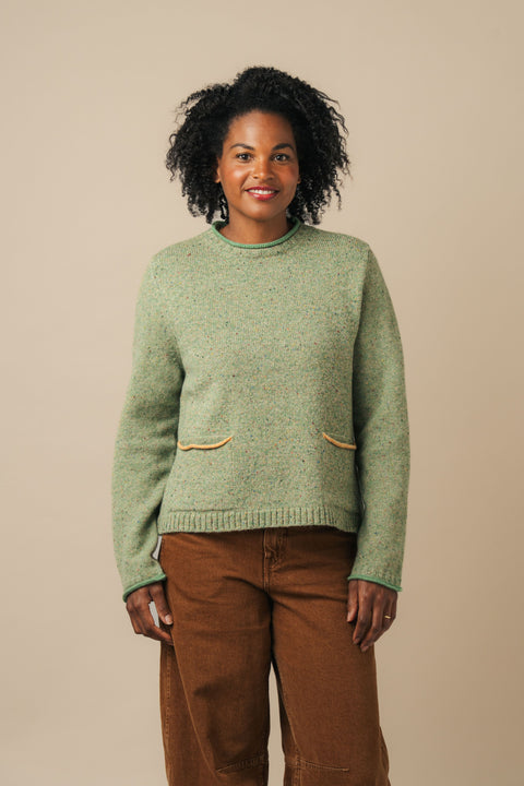 Tweed Nep Sweater in Reed