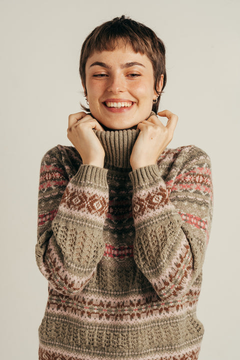 Kinross Cowl Neck Sweater in Blush