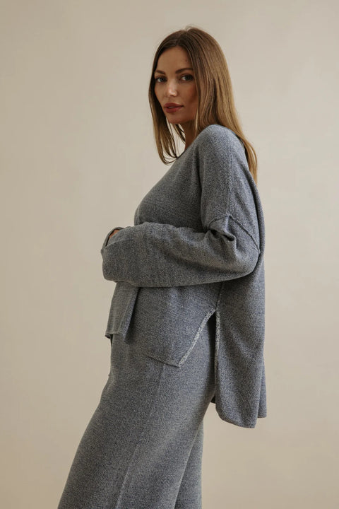 Retreat Cotton Twist Pullover in Pool Combo
