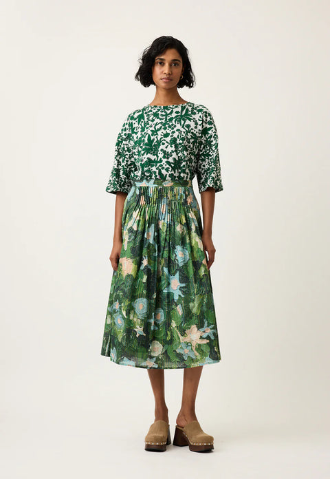 Alma Yoke Skirt in Garden