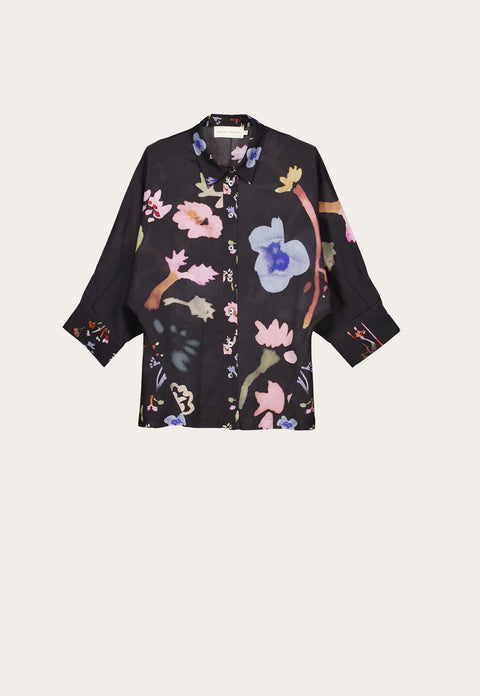 Alba Shirt in Watercolour Charcoal