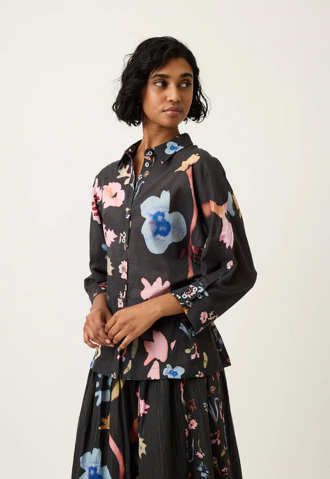Alba Shirt in Watercolour Charcoal