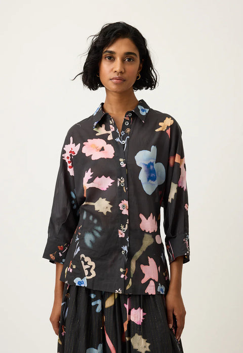 Alba Shirt in Watercolour Charcoal