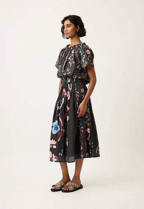 Alma Yoke Skirt in Watercolour Charcoal