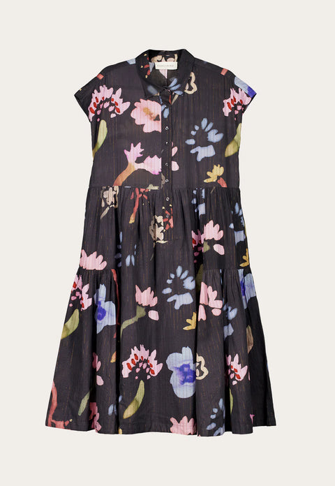 Maja Dress in Watercolour Charcoal