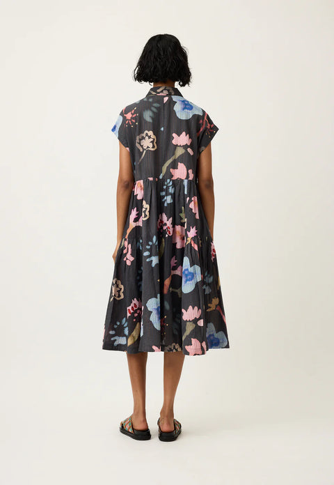 Maja Dress in Watercolour Charcoal