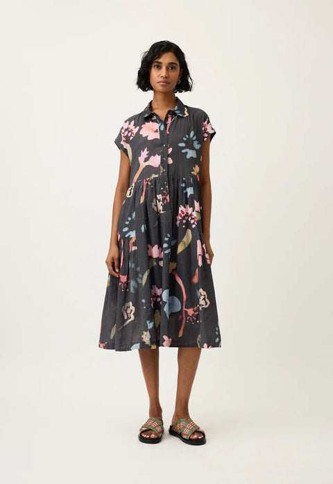 Maja Dress in Watercolour Charcoal