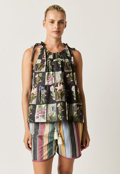 Delta Tie Tank in Charcoal Archive Floral