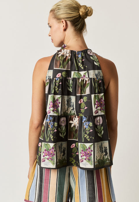 Delta Tie Tank in Charcoal Archive Floral