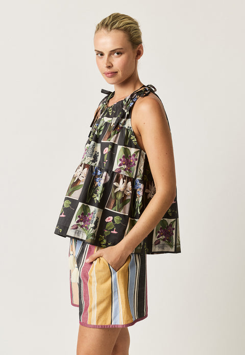 Delta Tie Tank in Charcoal Archive Floral