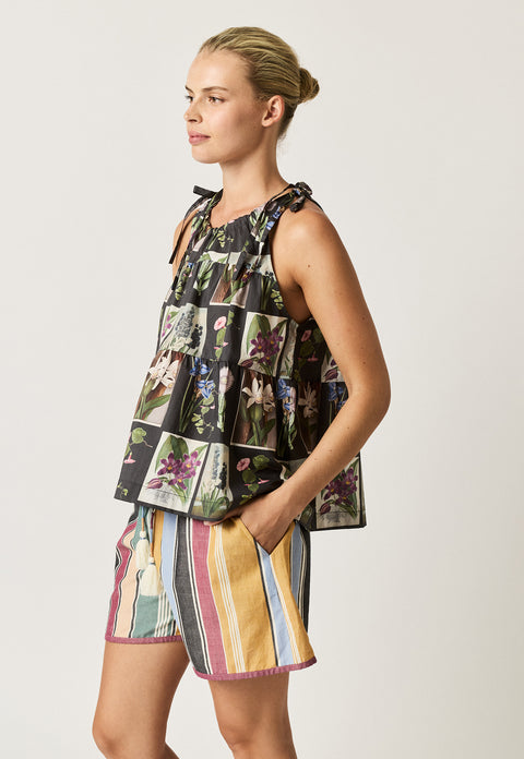 Delta Tie Tank in Charcoal Archive Floral