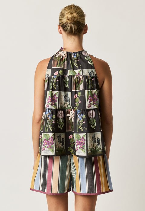 Delta Tie Tank in Charcoal Archive Floral