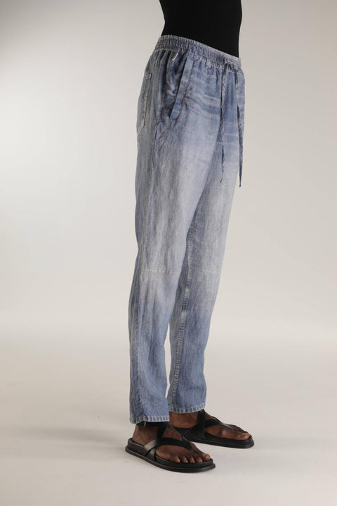 Adrienna Pants in Blue Denim