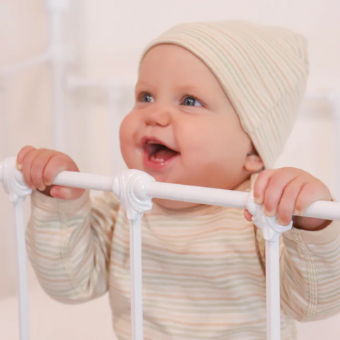 Undyed Organic Cotton Striped Beanie