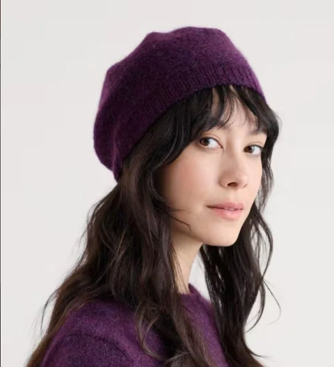 Needle Tip Beret in Grape