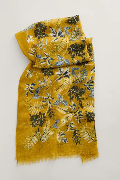 Pretty Printed Scarf in Fern Sprig Dark Dijon