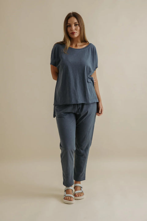 Shoreline Fine Slub Cotton T-Shirt in Pool
