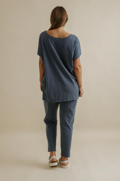 Shoreline Fine Slub Cotton T-Shirt in Pool