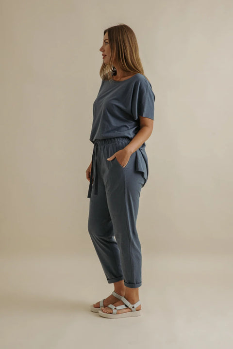 Shoreline Fine Slub Cotton T-Shirt in Pool