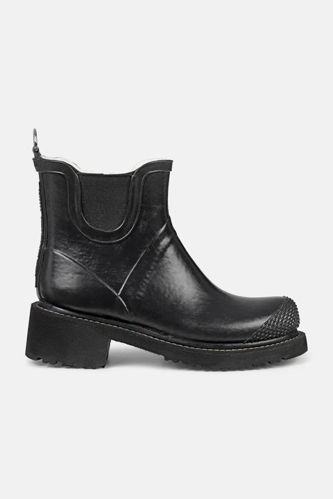 Short Rubber High Heel Boot in Black