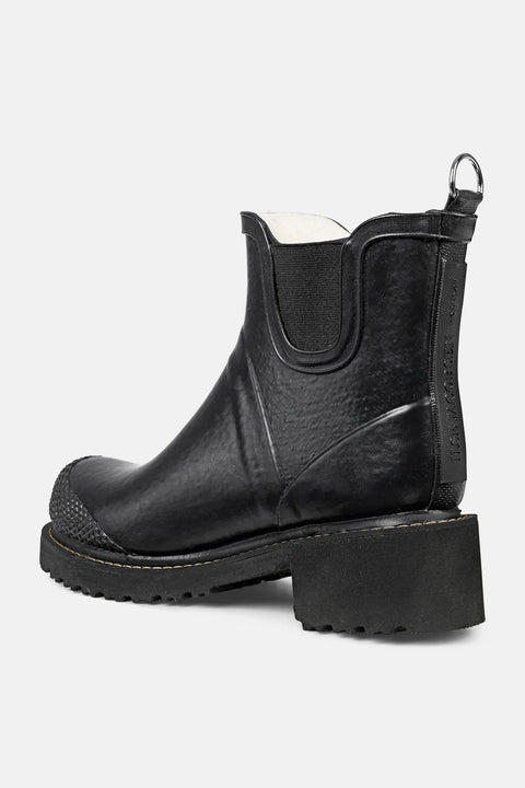 Short Rubber High Heel Boot in Black