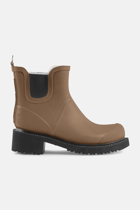 Short Rubber High Heel Boot in Otter