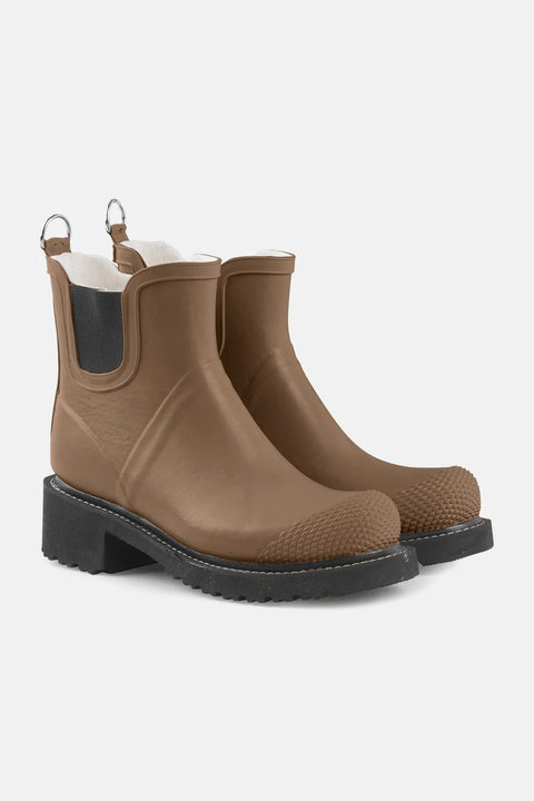 Short Rubber High Heel Boot in Otter