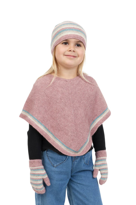 Childrens Merino Possum Poncho in Lily
