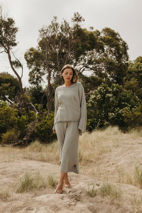 Retreat Cotton Twist Pullover in Thyme Combo