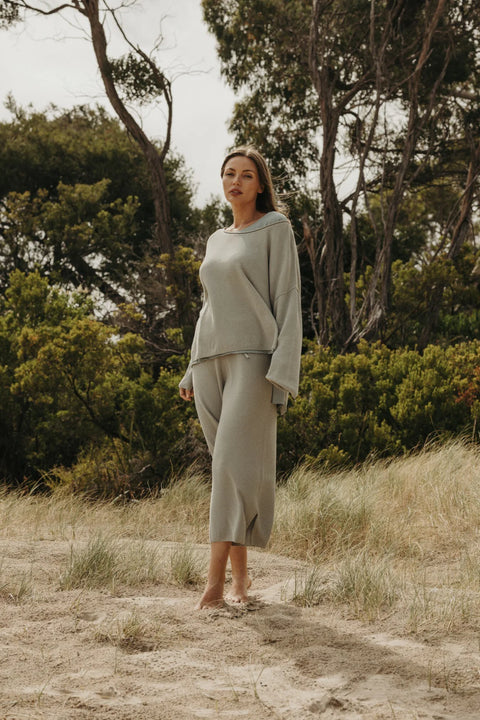 Retreat Cotton Twist Pant in Thyme Combo
