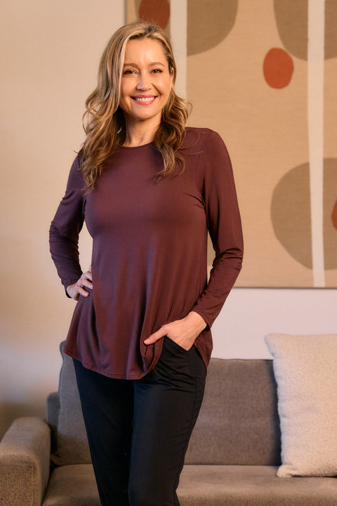 Cara Long Sleeve in Merlot