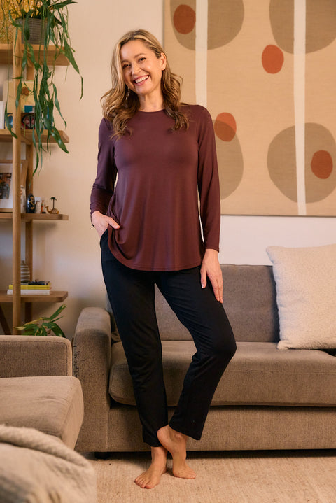 Cara Long Sleeve in Merlot