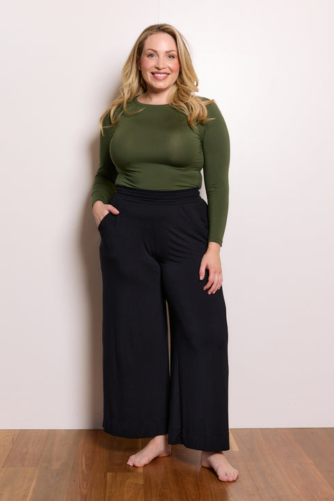 High Neck Long Sleeve in Hunter Green