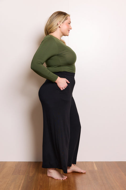 High Neck Long Sleeve in Hunter Green