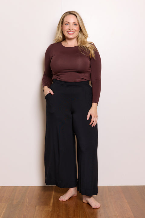 High Neck Long Sleeve in Merlot