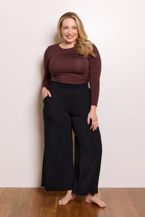 High Neck Long Sleeve in Merlot