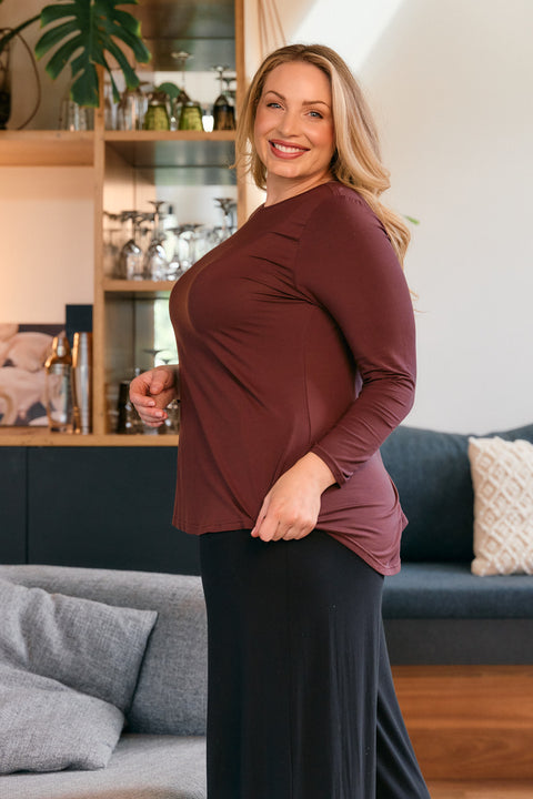 Cara Long Sleeve in Merlot