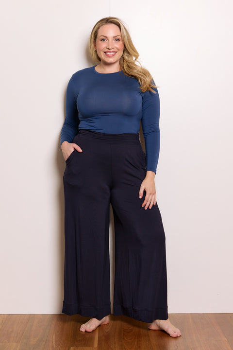 High Neck Long Sleeve in Marine
