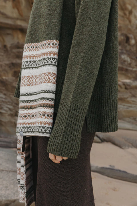 Fair Isle Wrap in Quartz Loden